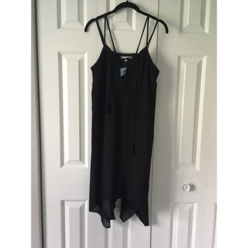 Strappy Black Lace Up Trapeze Dress